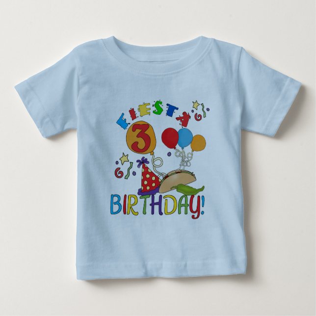 Fiesta 3. Geburtstag T - Shirt und Geschenke (Vorderseite)