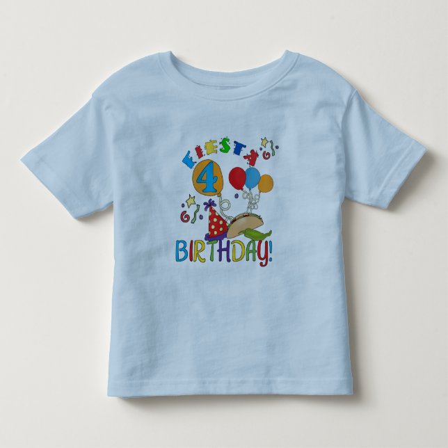 Fiesta 4. Geburtstag T - Shirt und Geschenke (Vorderseite)