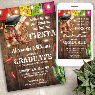 Fiesta-Abschlussfeier Cowboy und Cowgirl Absolvent Einladung