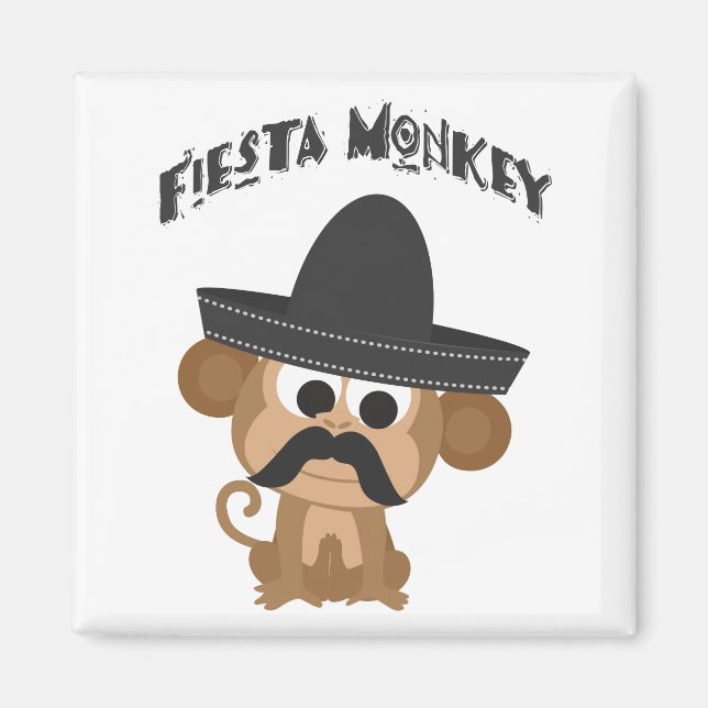 Fiesta-Affe mit Schnurrbart und mexikanischem Somb Magnet (Vorne)