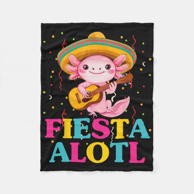 Fiesta Alotl Cinco de Mayo Axolotl mit Sombrero A Fleecedecke (Vorderseite)