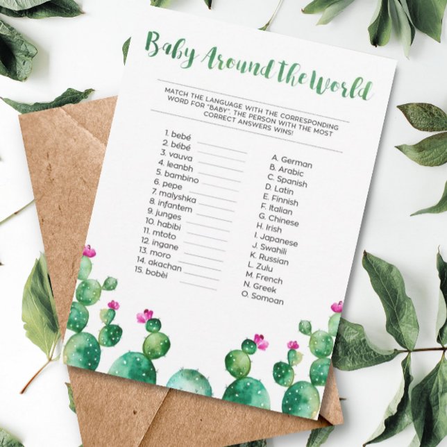 Fiesta Baby Around the World Shower Game Card Begleitkarte (Von Creator hochgeladen)