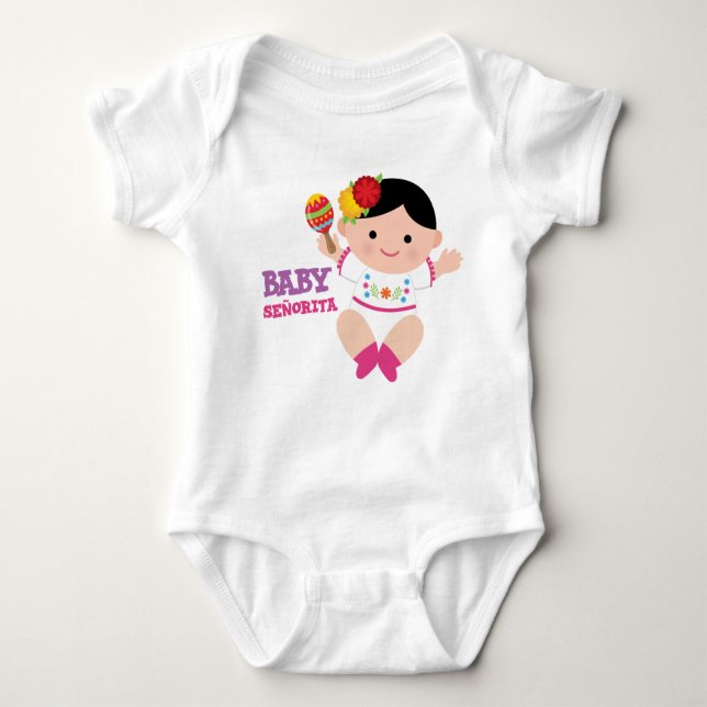 Fiesta Baby Bodysuit, Mexican Baby Outfit Baby Strampler (Vorderseite)
