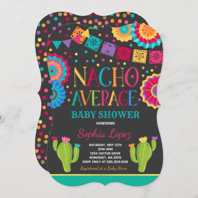 Fiesta Baby Dusche Einladung Nacho Average Dusche (Vorne/Hinten)