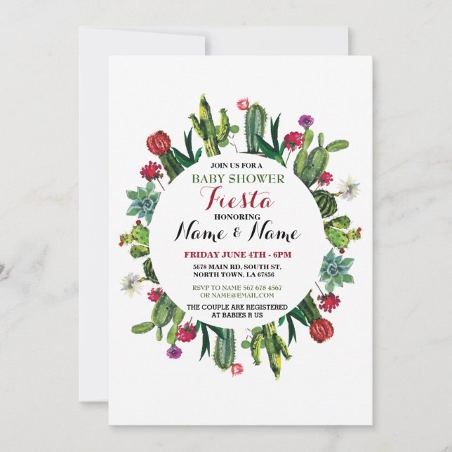Fiesta Baby Shower Cactus Girl Boy Mexican Invite Einladung (Vorderseite)