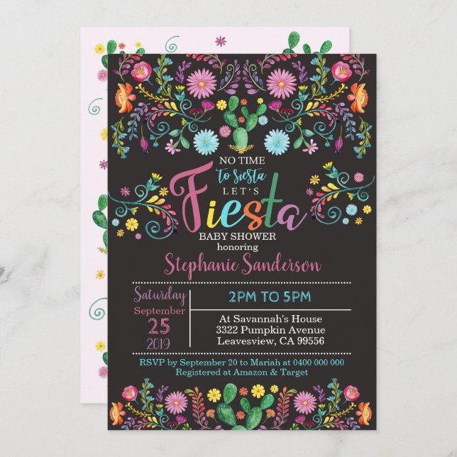 Fiesta Baby Shower Einladung Mexican Baby Shower (Vorne/Hinten)