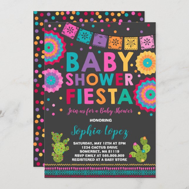Fiesta Baby Shower Einladung Mexican Baby Shower (Vorne/Hinten)