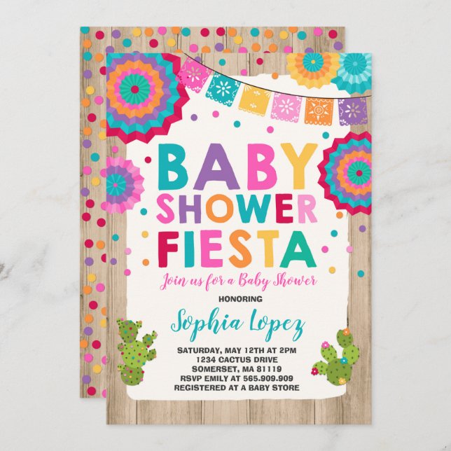 Fiesta Baby Shower Einladung Mexican Baby Shower (Vorne/Hinten)