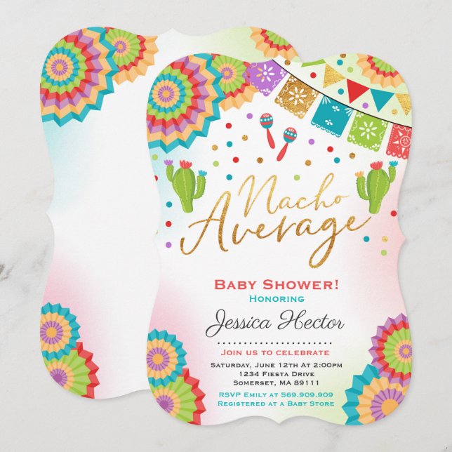 Fiesta Baby Shower Einladung Nacho Average Dusche (Vorne/Hinten)