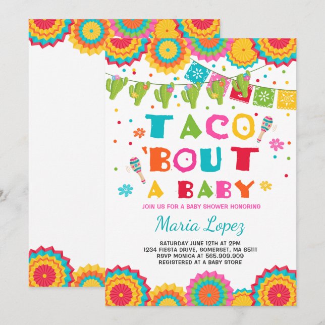 Fiesta Baby Shower Einladung Taco Bout A Baby (Vorne/Hinten)