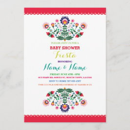 Fiesta Baby Shower Mexican Girl Boy Bright Invite Einladung