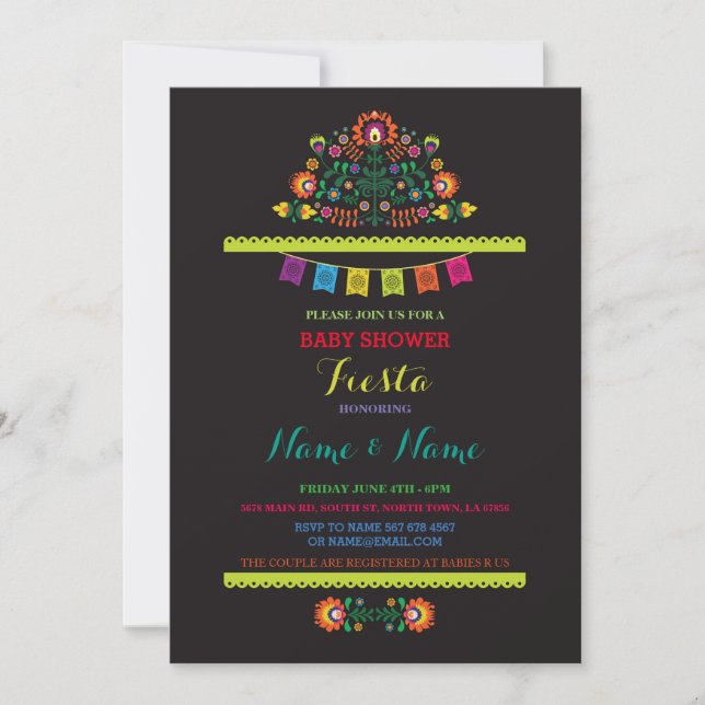 Fiesta Baby Shower Mexican Girl Boy Bright Invite Einladung (Vorderseite)