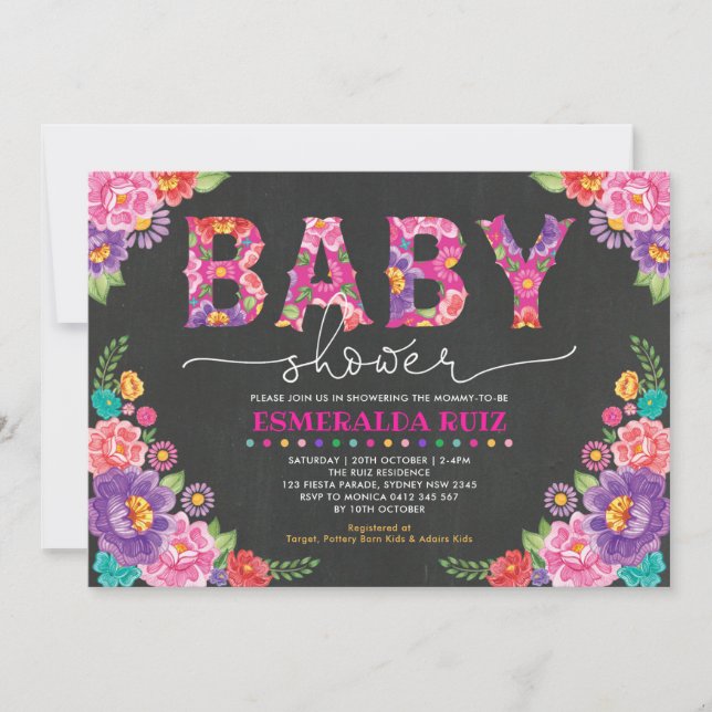 Fiesta Baby Shower | Mexikanisches Halbpension Einladung (Vorderseite)