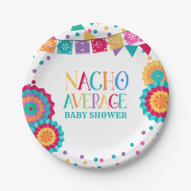 Fiesta Baby Shower Paper Plate Nacho Average Party Pappteller (Vorderseite)