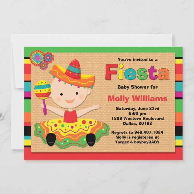 Fiesta Babydusche Einladung (Vorderseite)