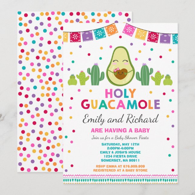 Fiesta Babydusche Einladung Heiliges Guacamole Par (Vorne/Hinten)