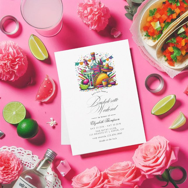 Fiesta Bachelorette Weekend mit Tacos & Tequila Einladung (Fiesta Bachelorette Weekend with Tacos & Tequila Invitation)