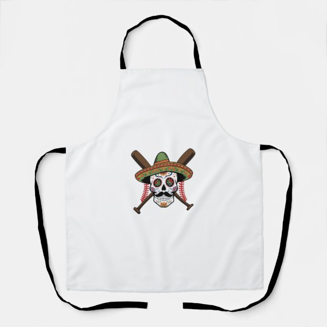 Fiesta Baseball Sugar Skull Design Schürze (Vorderseite)