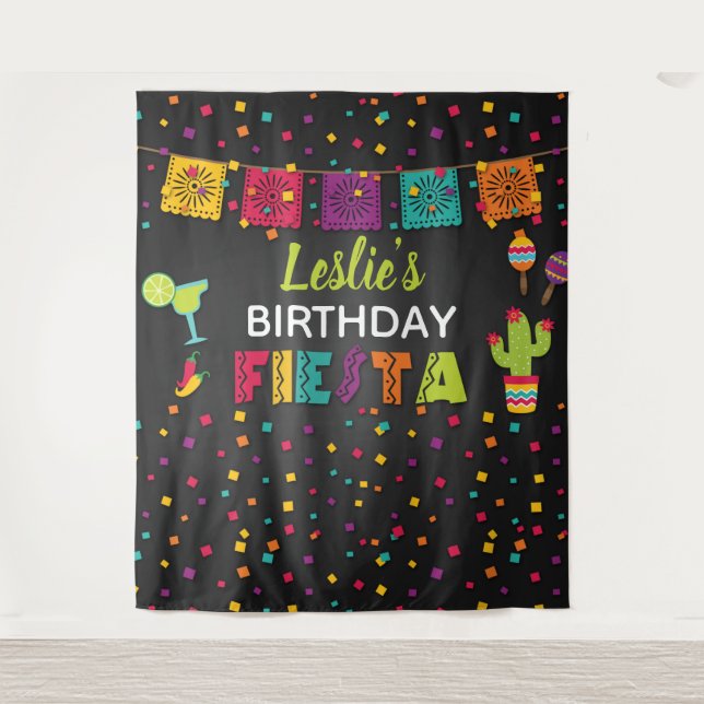 Fiesta Birthday Backdrop Wandteppich (Vorderseite)