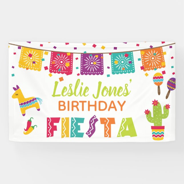 Fiesta Birthday Banner - Weißer Hintergrund (Horizontal)
