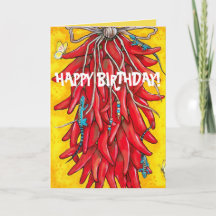 Fiesta Birthday Card Roter Chili Chile Pepper Rist