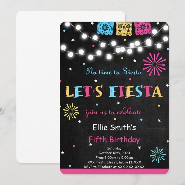 Fiesta Birthday Einladung (Vorne/Hinten)