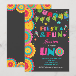Fiesta Birthday Einladung Fiesta Fun Turning Uno