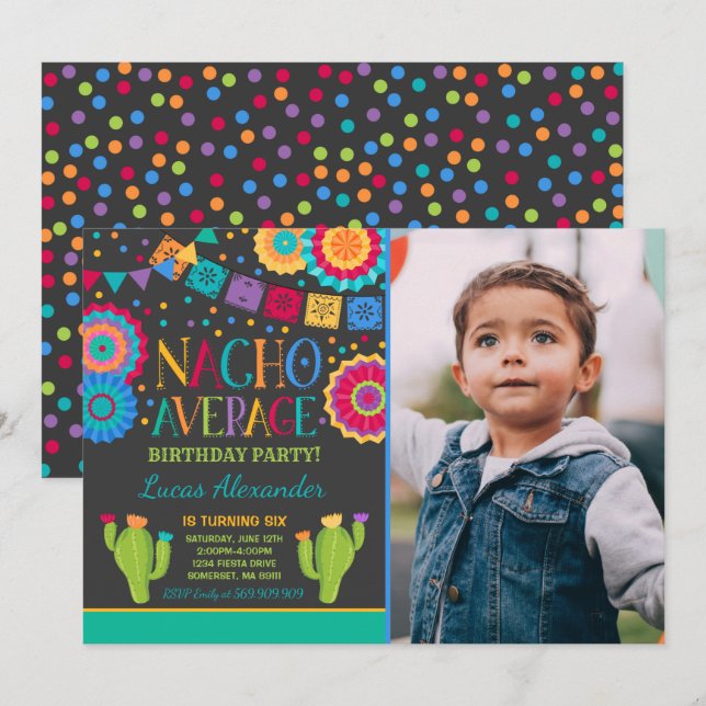 Fiesta Birthday Einladung Nacho durchschnittliches (Vorne/Hinten)