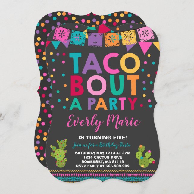 Fiesta Birthday Einladung Taco Bout Ein Party (Vorne/Hinten)