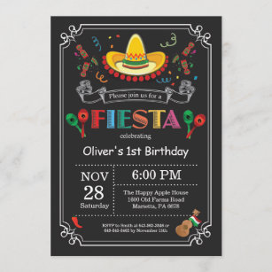Fiesta Birthday Einladungs-Chalkboard mexikanisch Einladung