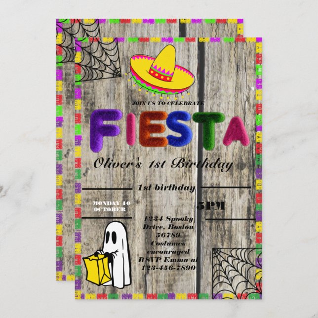 Fiesta Birthday Einladungs-Chalkboard mexikanisch Einladung (Vorne/Hinten)