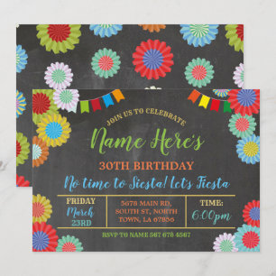 Fiesta Birthday Floral mexikanische Fans hell Einladung