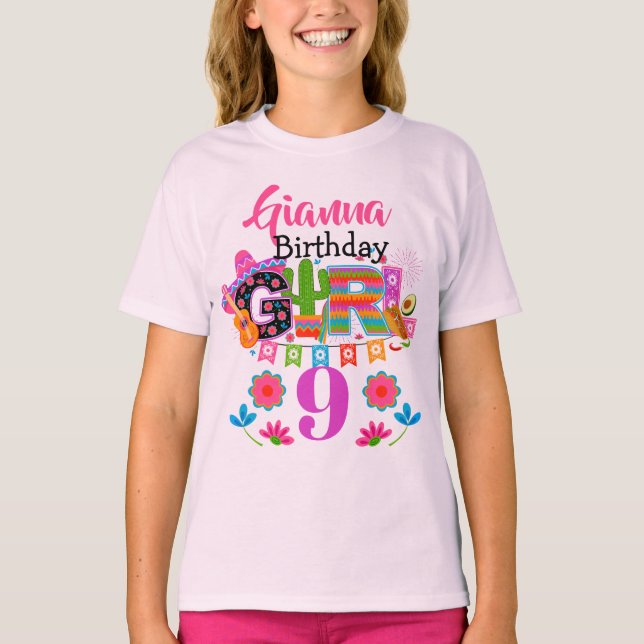 Fiesta Birthday Girl | Mexiko-Party T-Shirt (Vorderseite)