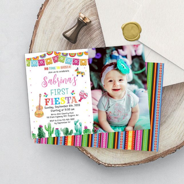 Fiesta Birthday Invitation Girl Mexican Cactus Einladung (Von Creator hochgeladen)