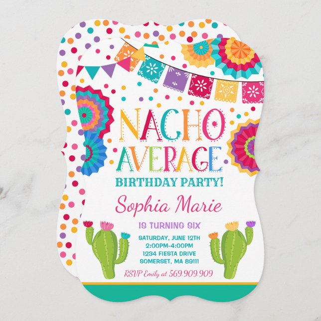 Fiesta Birthday Invitation Nacho Average Party Einladung (Vorne/Hinten)