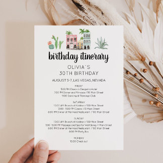 Fiesta Birthday Weekend Itinerary Card Einladung