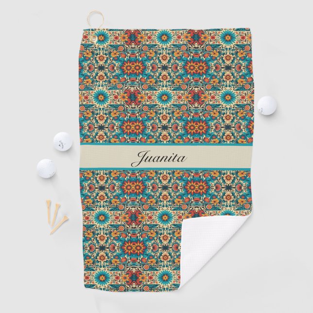 Fiesta Blooms, anpassbar Golfhandtuch (Insitu)