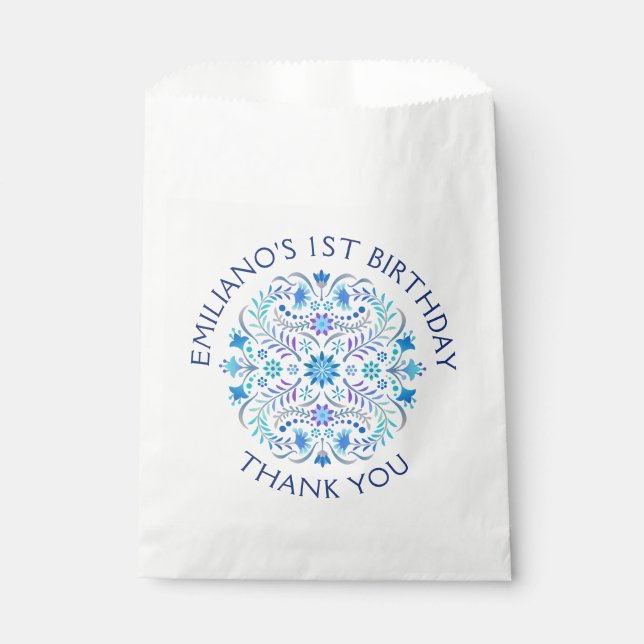 Fiesta Blue Birthday Shower Wedding Geschenktütchen (Vorderseite)