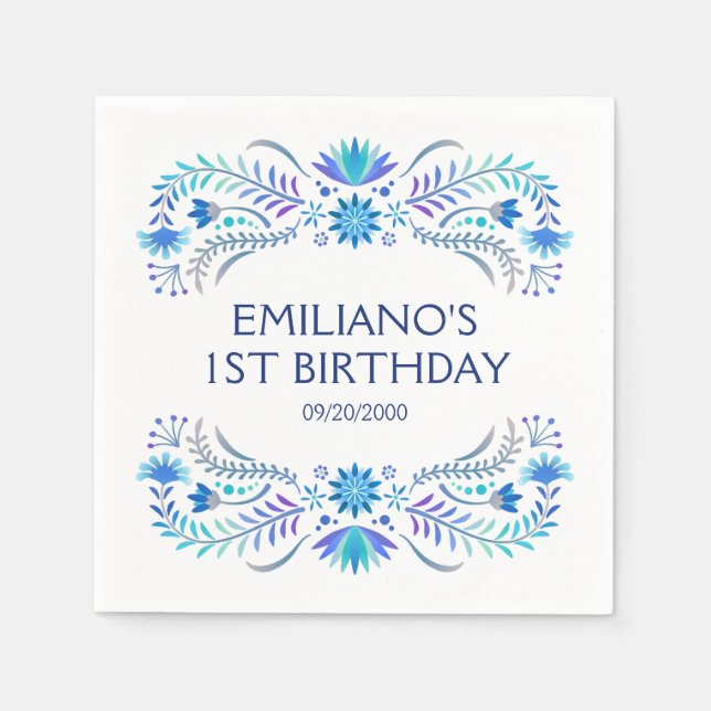 Fiesta Blue Birthday Shower Wedding Serviette (Vorderseite)