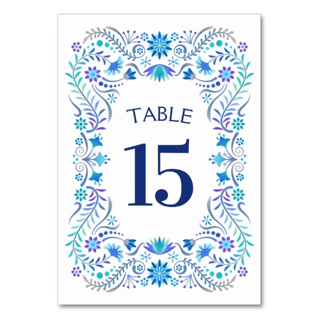 Fiesta Blue Birthday Shower Wedding Tischnummer (Vorderseite)