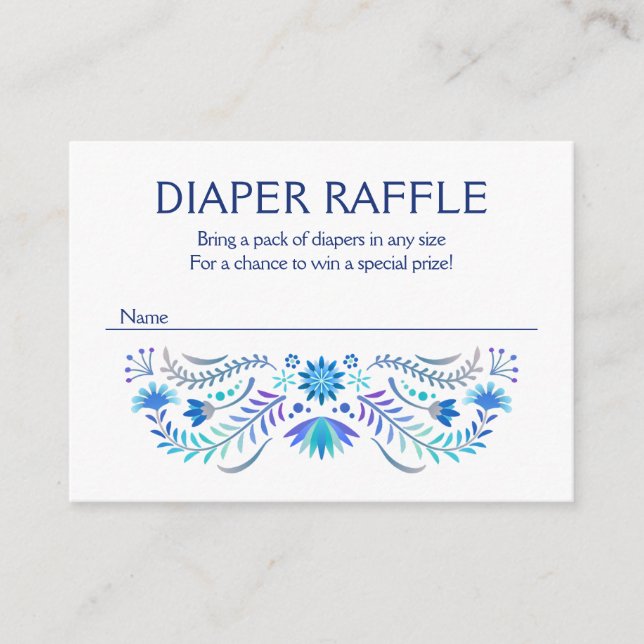 Fiesta Blue Diaper Raffle Baby Dusche Begleitkarte (Vorderseite)
