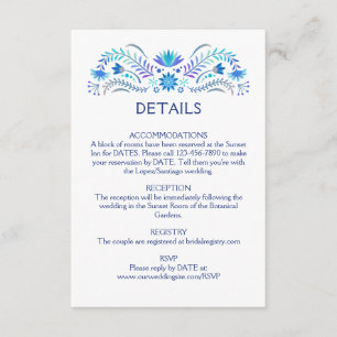 Fiesta Blue Wedding Details Begleitkarte