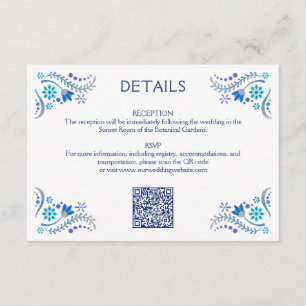Fiesta Blue Wedding QR Details Begleitkarte