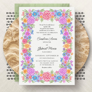 Fiesta Blume farbenfrohe Hochzeit Einladung