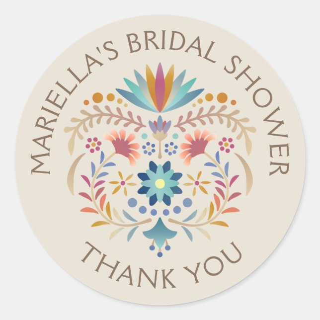 Fiesta Boho Birthday Shower Wedding Runder Aufkleber (Vorderseite)