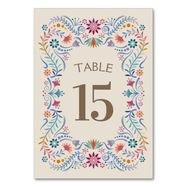 Fiesta Boho Birthday Shower Wedding Tischnummer (Vorderseite)