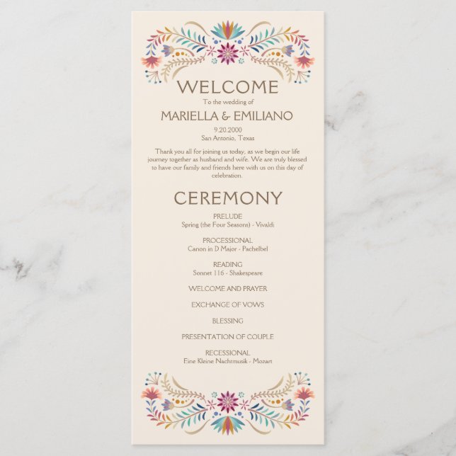 Fiesta Boho Wedding Program Menükarte (Vorderseite)