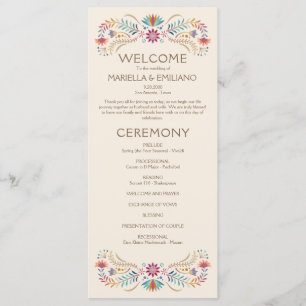 Fiesta Boho Wedding Program Menükarte