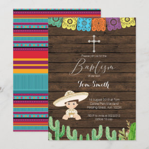 Fiesta Boy Taufe Weihnachten Einladung Karte