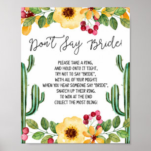 Fiesta Brautparty Sage nicht Bride Game Sign Poster